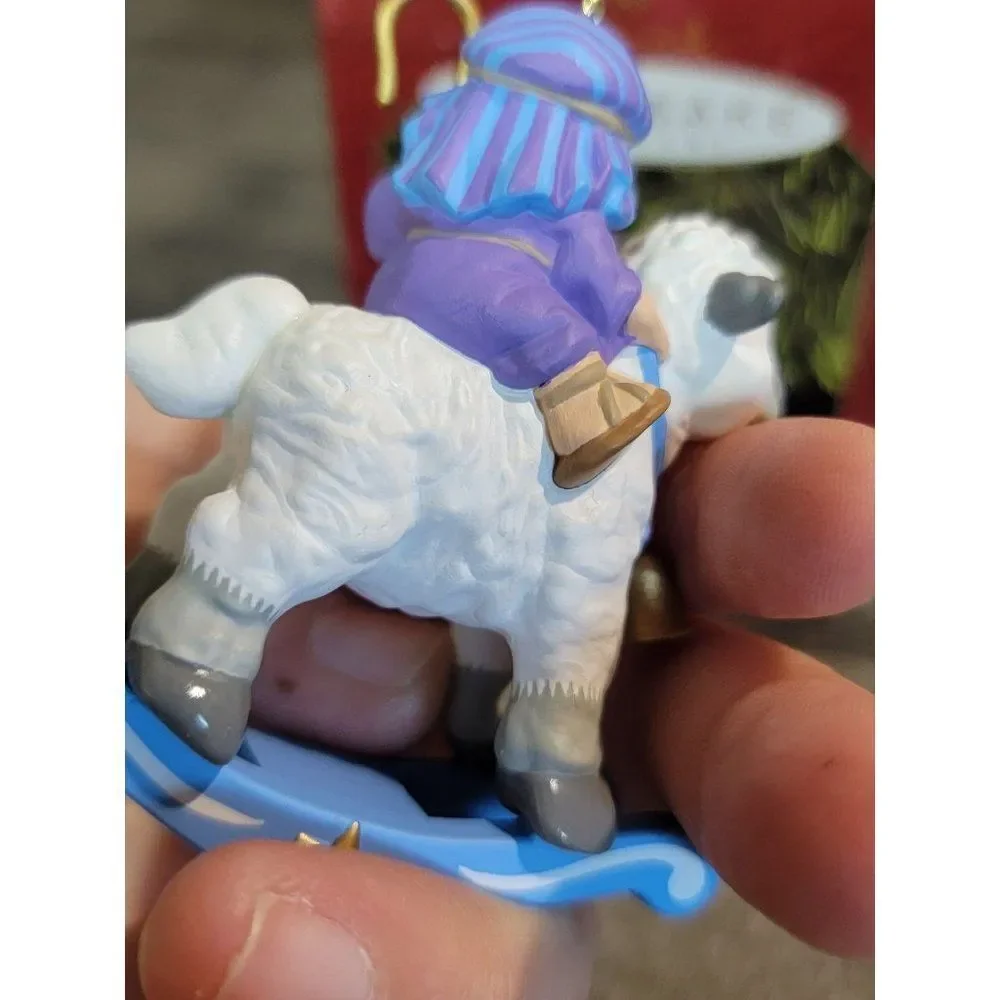 Hallmark 1997 playful Shepherd ornament Xmas Decor rocking‎ horse